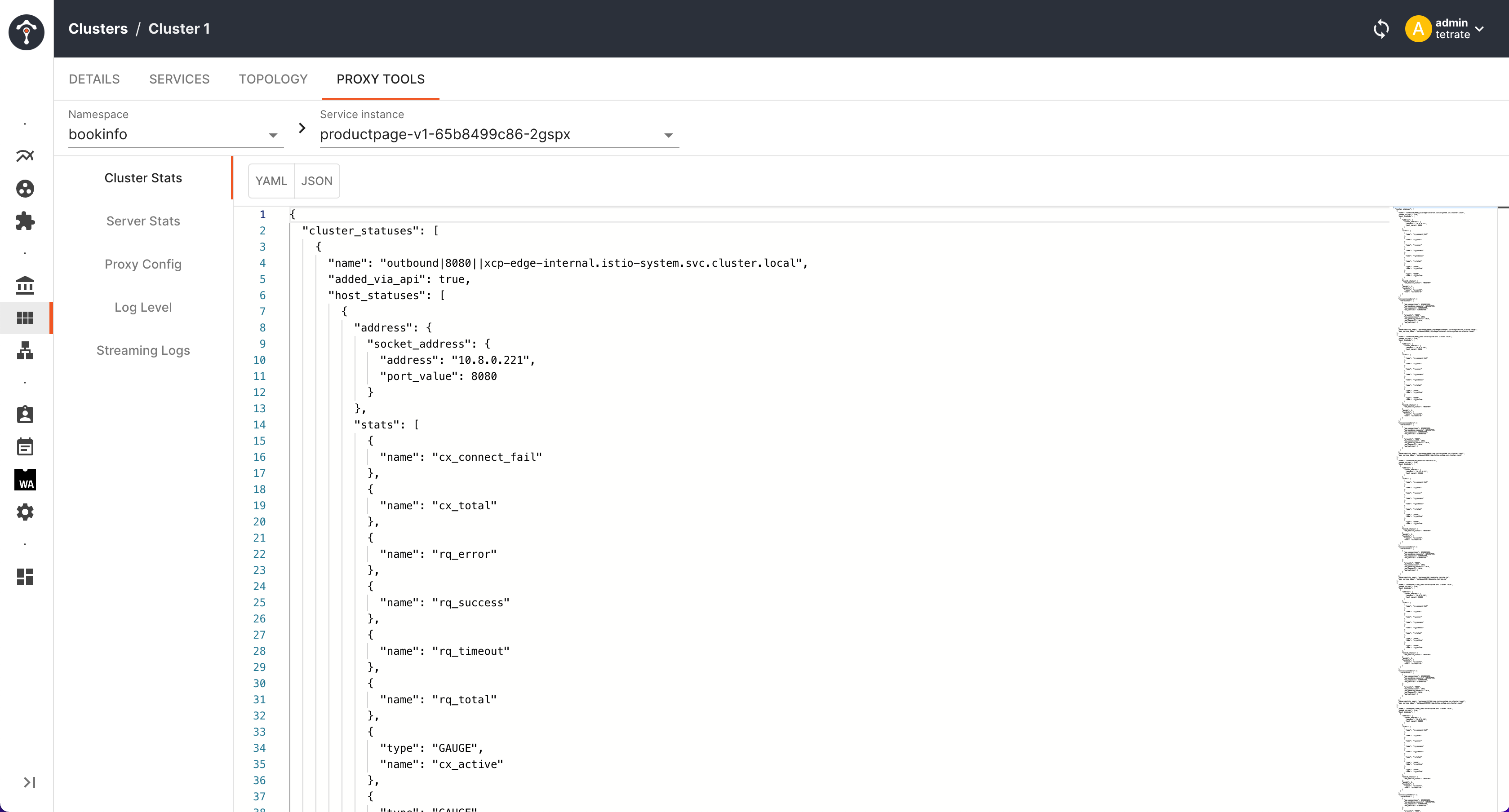 proxy cluster stats