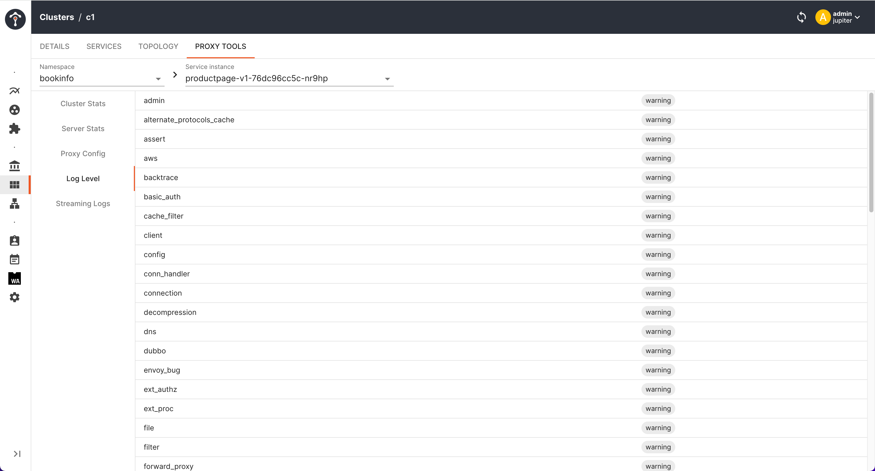 proxy logs level