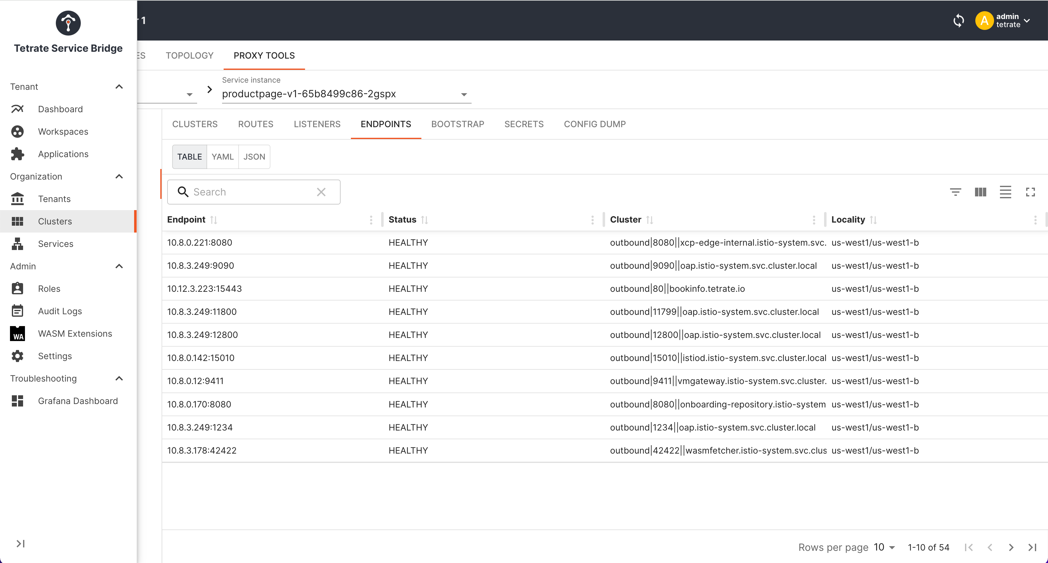 proxy config endpoints