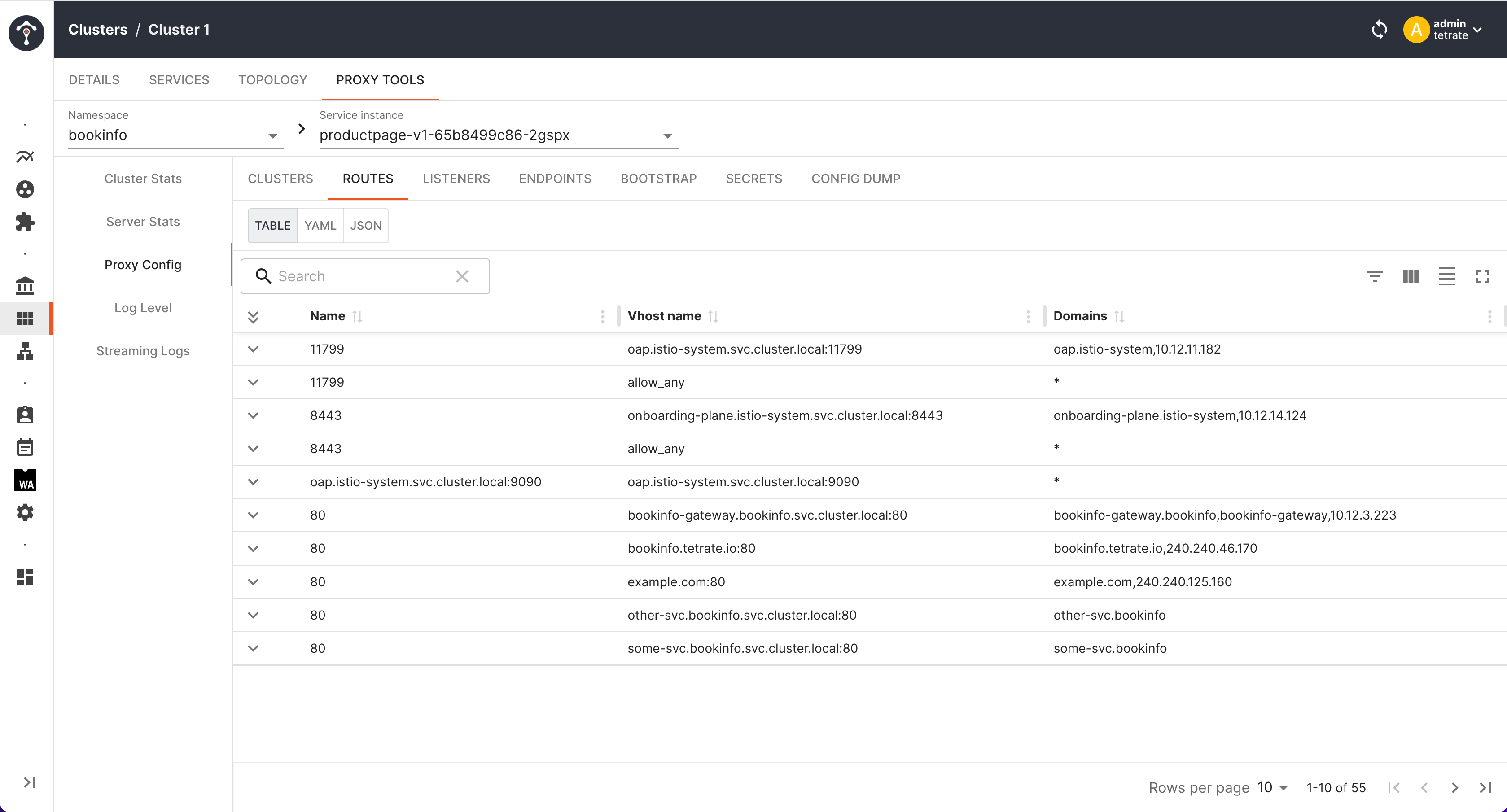 proxy config routes